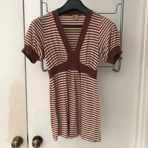 Vintage ELLA MOSS Striped V-Neck Shirt
